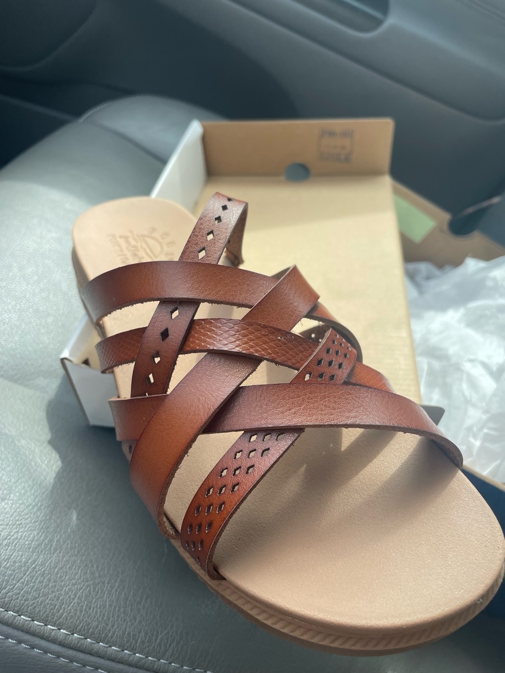 Skechers Women's Cognac Brown Multi-Strap Slide Sandals